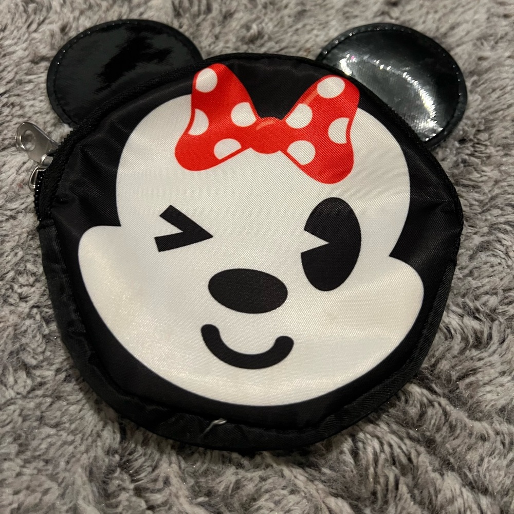Disney London Functionally  Girls Minnie Mouse Emoji Coin Purse Pouch Zip
